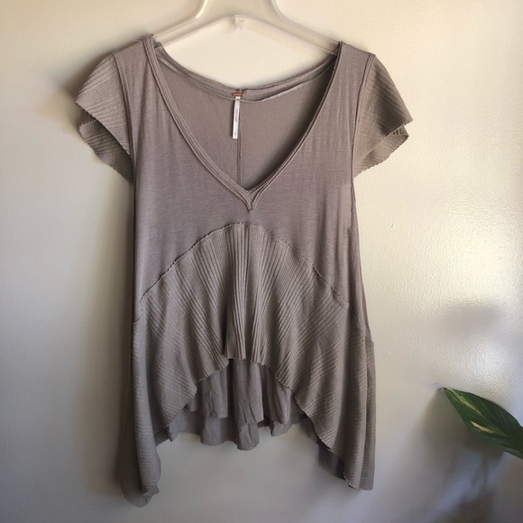 Free People Tops - Free People | Grey Boho Distressed Style Top S